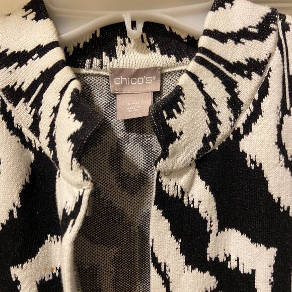 EUC  Chico's Black & White Tunic jacket  Chico's 2 / L / 12/14 - Picture 3 of 7